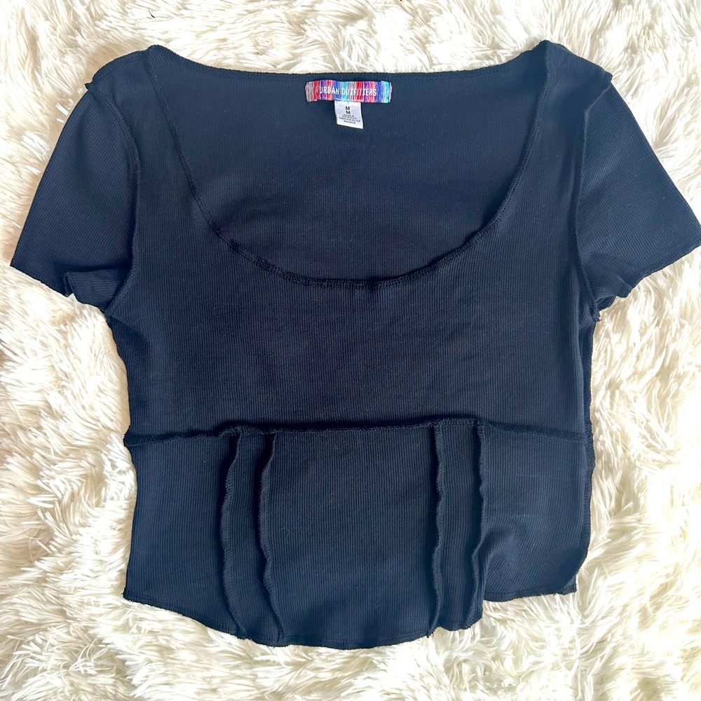 Urban Outfitters Black Exposed Seam Crop Top Size M. - Picture 1 of 7